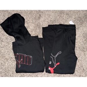 PUMA Boys' Core‎ Logo Sweatshirt  & Jogger Pants Size Large 14-16 Black Red